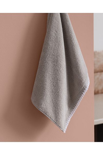 Madame Coco Camille Crochet 100% Cotton Face Towel - Gray/White