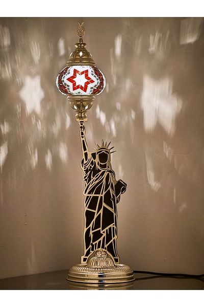 Demmex Decorative Table Lamp with Mosaic Stones - Statue of Liberty Design