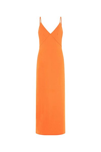 Guess Rochie lungă portocalie cu decolteu în V pentru femei W3gk65kbpz0a30n