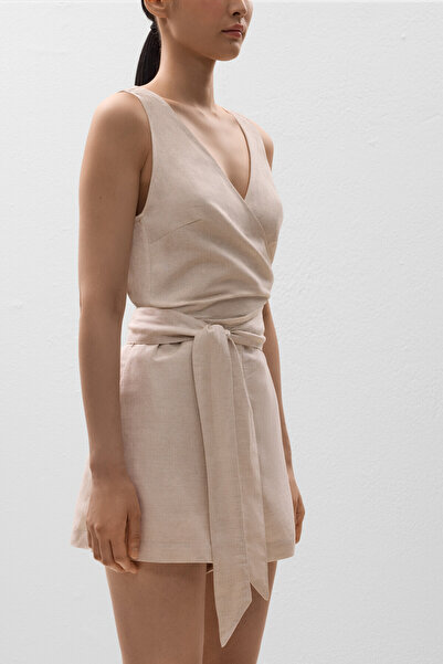 Oysho Short knotted jumpsuit with linen