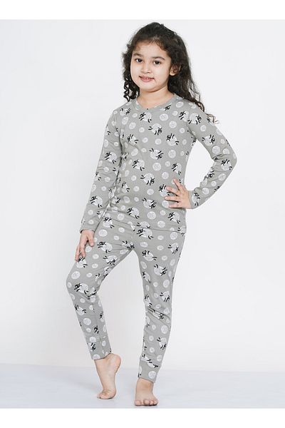 LAUREN SMITH Girl's Pajama Set Long Sleeve Top with pants 2 Piece Printed Sleepwear