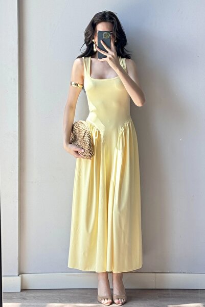 Eka Γυναικείο Κίτρινο Μακρύ Φόρεμα 0994-0099