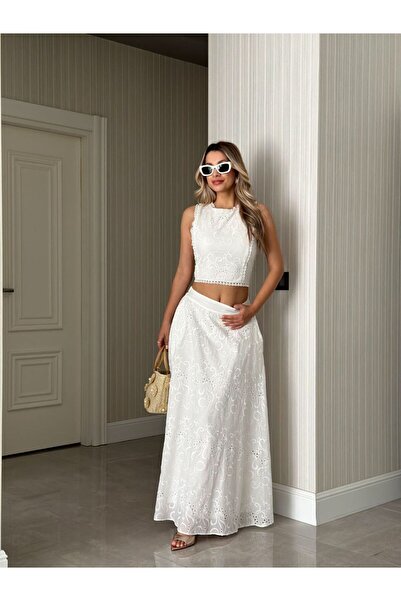 BRGCLOTHING Set bluză cu fustă din bumbac importat