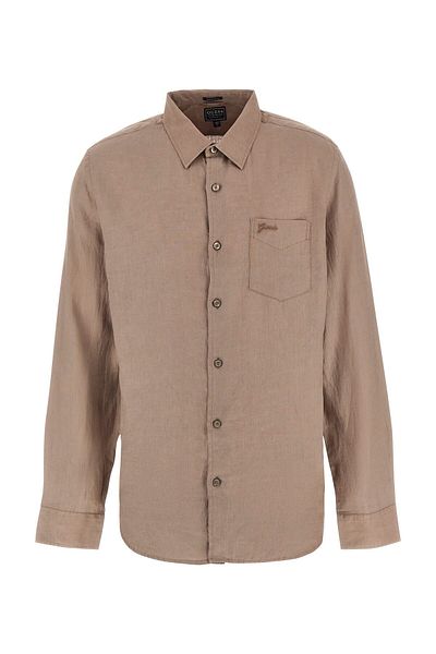 Guess Мъжка риза тип „обикновен“ в кафяво M2YH44WERX0G1O5_LS ISLAND LINEN SHI