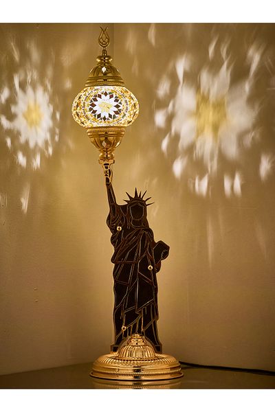 Demmex Decorative Table Lamp with Mosaic Stones - Statue of Liberty Design