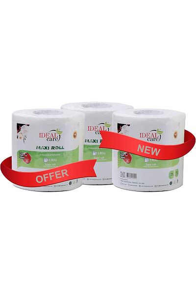 Ideal Pack Maxi Roll Tissue 3-Pack – Jumbo 2-Ply Paper Towel Rolls for Kitchen & Cleaning, Highly Absorbent &