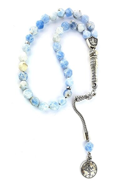 OSESHOP تصميم شرابة من الفولاذ بحجر العقيق الأزرق من الحجر الطبيعي