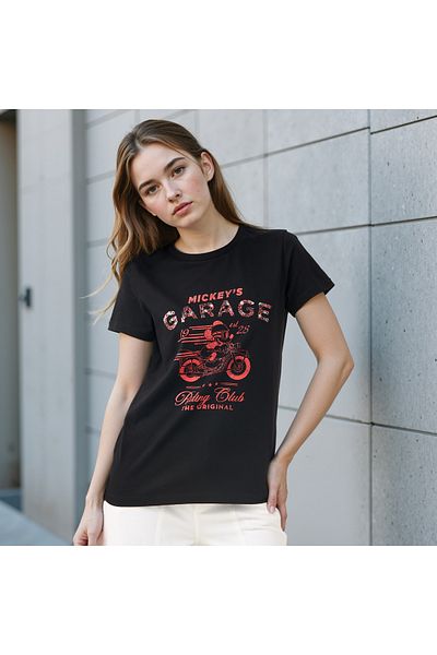 SP Characters Mickey Mouse Print T-shirt with Crew Neck