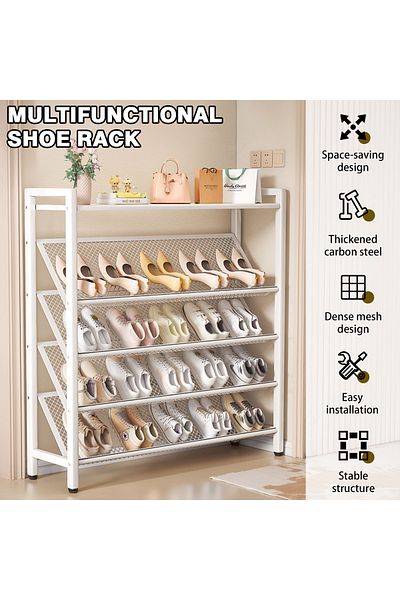 EqiEch Slim Multi-Tier Slanted Shoe Rack, Narrow Shoe Shelf Organizer for Closet, Entryway, or Dorm Room