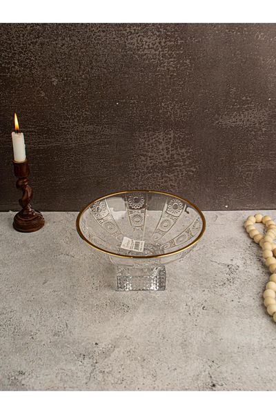 TOHFAT-AL MAIDAH Medium gilded glass plate with base