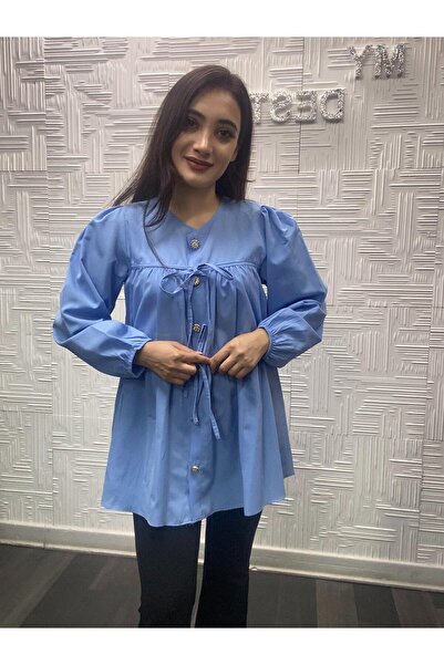 My Destino Μακρύ δεμένο λεπτομερές πουκάμισο Hijab