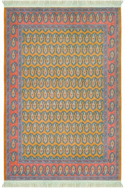 Cool Halı Anatolia Turuncu Rustik Otantik Vintage Dekoratif Püsküllü Yıkanabilir İnce Yazlık Şönil Kilim Halı