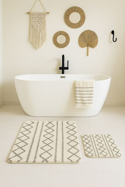 EUROBANO Carla Nordic Washable Non-Slip Base 2-Piece Bath Mat