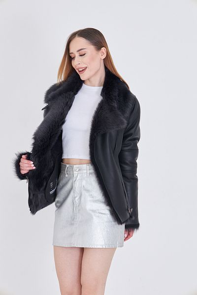 By Marki Marki Women's Genuine Tuscan Fur Coat – Fit Cut, Zippered, 63 Cm, Winter, Luxury Leather Coat - 112122