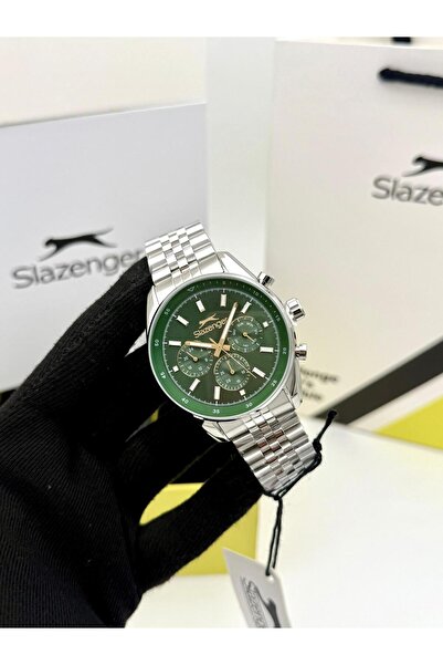 Slazenger Sl.09.1934.2 Men's Wristwatch Silver Inside Green Color