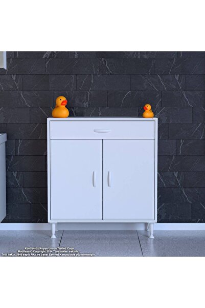 Modilayn 85 x 88 x 32,5 cm’lik 1 Çekmece 1 Kapak 2 RAF 3 Gözlü Organizatör Mutfak Dolabı Çok Amaçlı Dolap