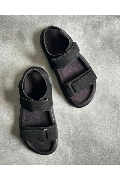 Zuum Zendal Velcro Γυναικεία Σανδάλια - Μαύρο Suede