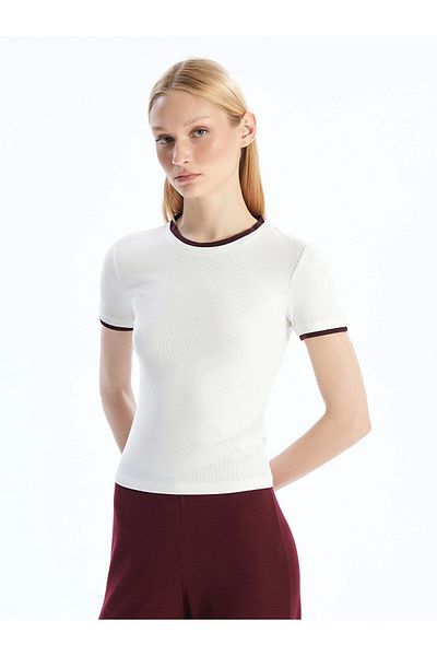 LC Waikiki Γυναικείο μπλουζάκι LCW Vision Plum Crew Neck