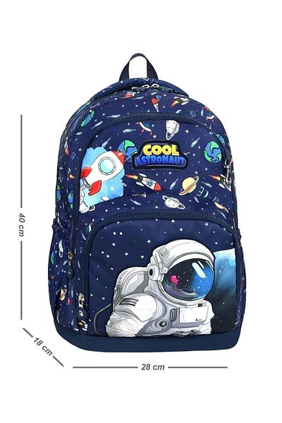 great bags Rucsac pentru școală primară cu model spațial ortopedic impermeabil pentru băieți Nutriție termică + suport pentru stilou + cheie