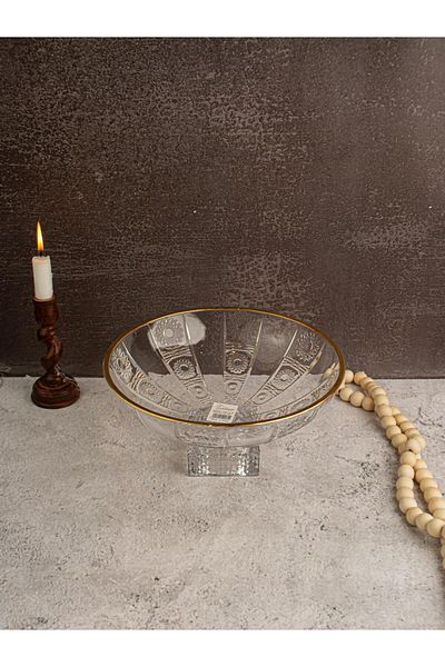 TOHFAT-AL MAIDAH Large gilded glass plate with base