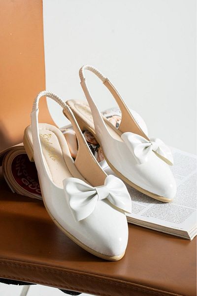 AlbiShoes Women's Daily Open Back Bowknot Pointed Toe Summer Comfortable Sole Stylish Business Office Daily Ballerinas