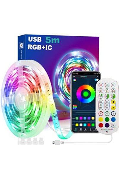 UanTii شريط إضاءة ذكي USB 5 فولت، شريط إضاءة LED RGBIC بتقنية البلوتوث، توقيت...