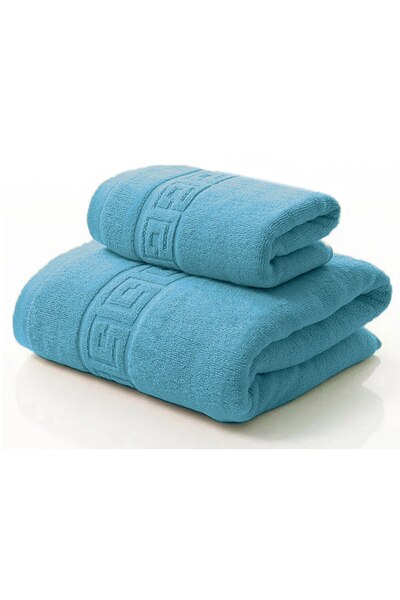 OEM Set 2 Prosoape de baie Bumbac calitate Premium, 50X90 cm, 70x140 cm, Turcoaz