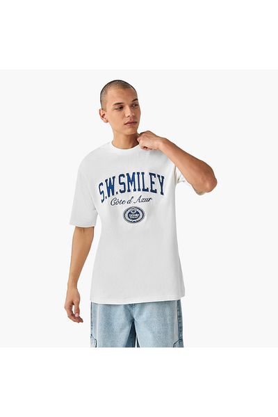 SP Characters Printed Crew Neck T-shirt with Short Sleeves
