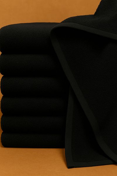S&R 6 Pieces 30X50 cm Black Face-Shaving Towel Barber Hairdresser Towel