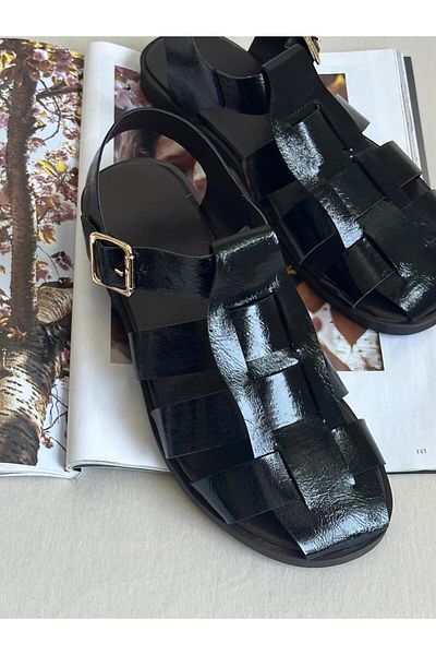 Zuum Altura Caged Women's Sandals - Black Patent Leather