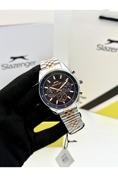 Slazenger Sl.09.1934.2 Men Wrist Watch Silver Rose Inside Blue Color