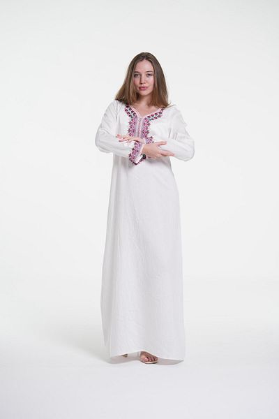 al bent al sharqieh Ladies Printed Jalabiya - Full-Sleeve crepe Dress with belt