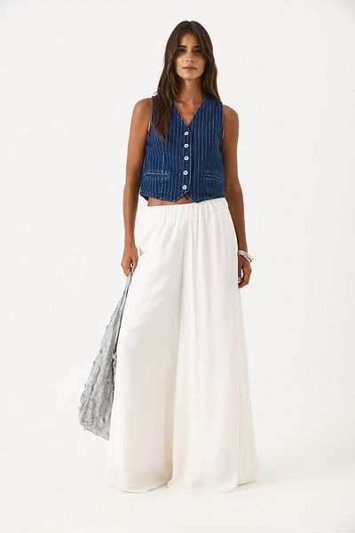 VENA High Waist Palazzo Trousers with Elastic Waist - Fildissi