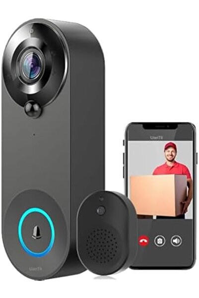 UanTii كاميرا جرس باب Tuya الذكية بتقنية الفيديو بدقة 1080 بكسل، اتصال داخلي بالفيديو عبر شبكة واي فاي، كاميرا جرس باب بتقنية الصوت ثنائي الاتجاه