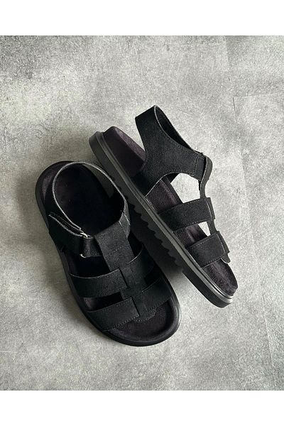 Zuum Sandale Kayra pentru damă - piele intoarsa neagra