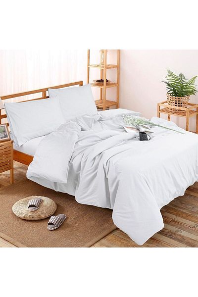 Danube Home Pearl & Coal Queen Duvet Cover Set White 200X200 Cm & 50X75Cm | 100% Cotton Satin-800 Thread Count