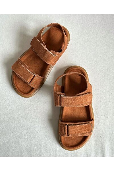 Zuum Sandale Zendal Velcro pentru damă - piele intoarsa maro