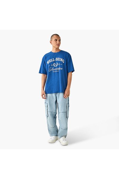 SP Characters Printed Crew Neck T-shirt with Short Sleeves