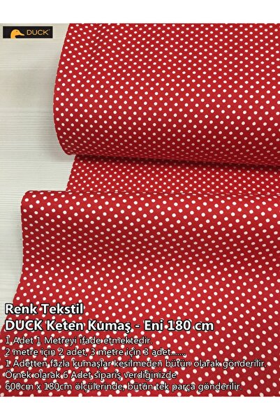 Renk Tekstil Minik Puan Desenli DUCK Keten Kumaş - Hobi - Dikiş