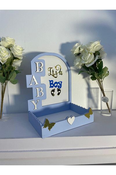 Generica Wooden stand for newborns, blue color, size 30*20*40 cm