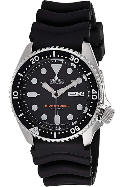 Seiko Men's Casual Automatic Wristwatch - SKX007K, Black Dial, Black Strap