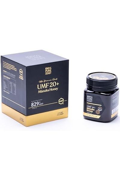 100% Pure New Zealand Honey 100% Pure New Zealand Manuka Honey UMF 20+ (MGO 826+) Raw Manuka Honey 8.8 Oz (250g Bottle) Non-GMO