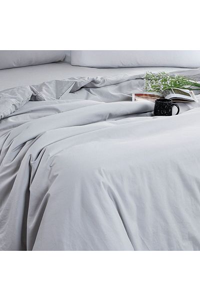 Danube Home Pearl & Coal Queen Duvet Cover Set Grey 200X200 Cm & 50X75Cm | 100% Cotton Satin-800 Thread Count