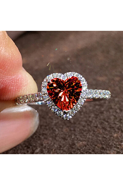 choice2 6 H312 Huitan Aesthetic Brilliant Heart Designed Rings for Women Shin...