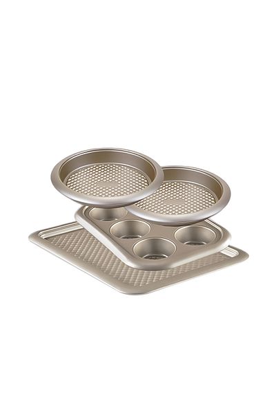 Penguen 4-Piece Dishwasher Safe Non-Stick Coating Bakeware Set Gold