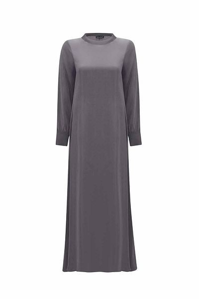 MISS DALIDA Anthracite Knitwear Plain Color Cupro Dress T25Y-4108