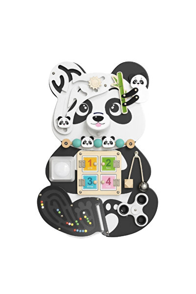 Factory Price 9 in 1 Large Wooden Multifunctional Panda Busy Board