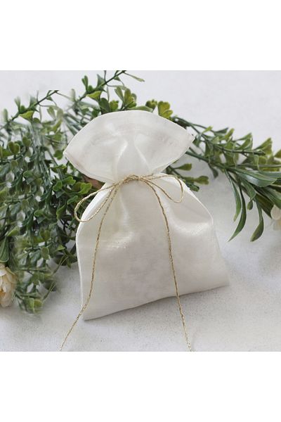 Bimotif Pouch of Cream Ottoman Silk, 10X15 cm 50 Pcs