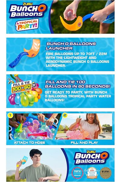Zuru Bunch O Balloons Tropical Party Launcher - 130+ Ballons