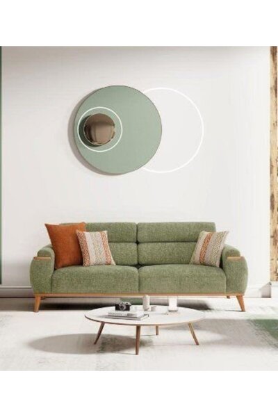 Yuvaset Home Efes Ahşap Ayaklı 3 lü Kanepe